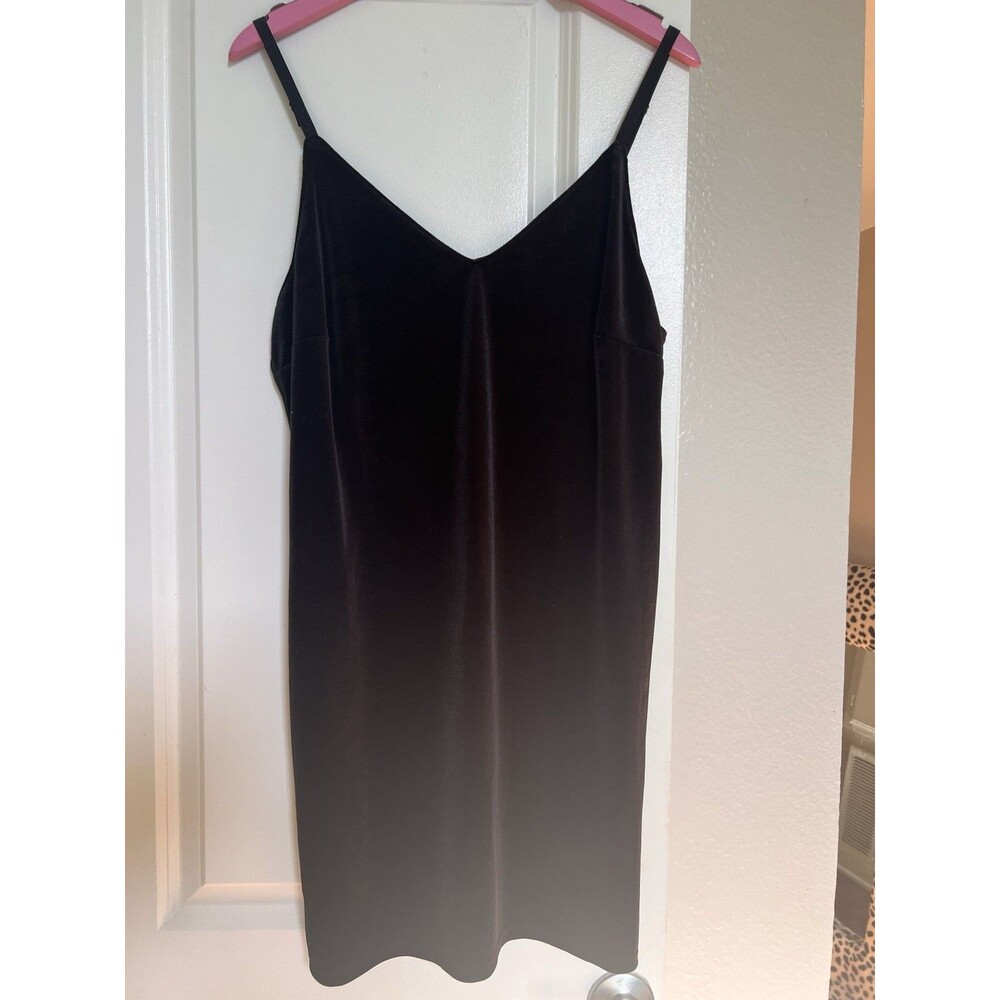 Sanctuary Black Velvet Slip Dress Adjustable Straps Size L/XL